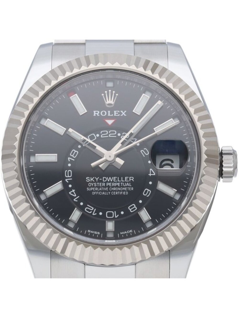 Rolex Sky Dweller Watch Oyster 18k White Gold SS Black